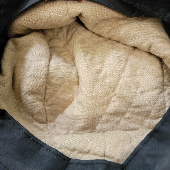 Vintage Wool Dorfman Pacific Navy Faux Fur Lined Ear Flap Hat Quilted Lining LG - Picture 7 of 9